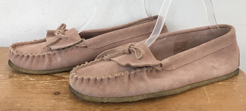 J Crew Dusty Rose Pink Suede Leather Gum Sole Moccasins Flats Loafers Shoes 10